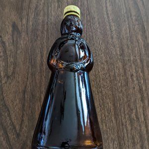 Vintage 60's Mrs. Butterworth amber glass syrup bottle